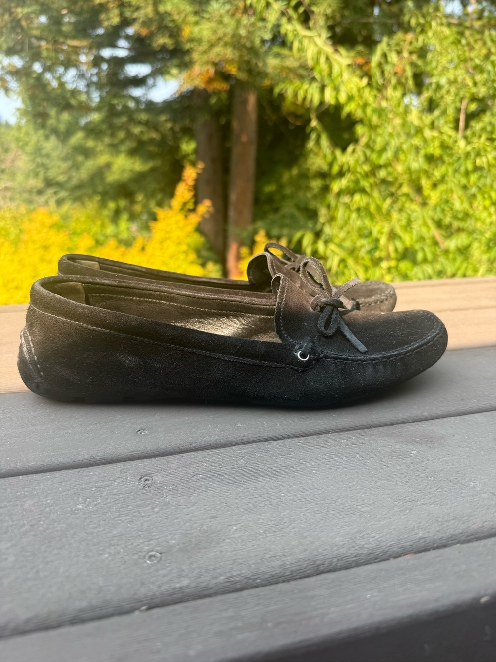 Prada Black Suede Moccasin Loafers